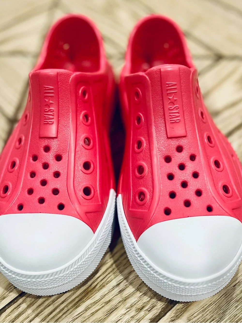 Converse Kids Hot Pink Slip-On Sneakers with White Toe